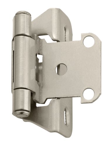 Amerock BP7566-G10 Self-Closing, Partial Wrap, 1/4-Inch Overlay Hinge, Satin Nickel