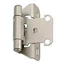 Amerock BP7566G10 Self-Closing Partial Wrap Hinge, Satin Nickel, 1/4-Inch Overlay