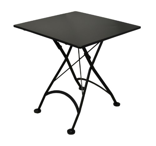 Furniture Designhouse 4114S French Bistro European Caf Folding Table with 32 by 32 Inch Square Steel Metal Top Jet Black Frame