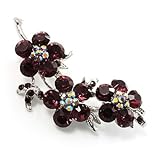 Swarovski Crystal Floral Brooch (Silver&Purple)