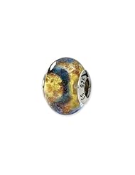 Yellow, Gold and Blue Clear Murano Glass Charm for 3mm Bracelets