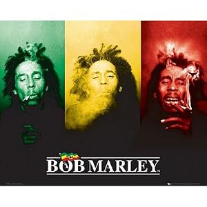Bob Marley (3 Faces, Smoking, Flag) Music Poster Print - 20x16