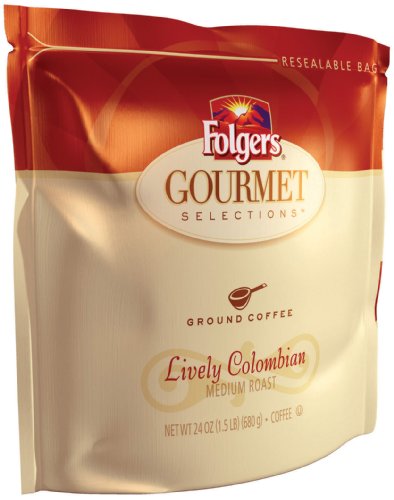 Folgers Gourmet Selections Coffee, Lively Colombian Ground Coffee, 24-Ounce Bags (Pack of 2)