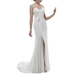 Chiffon Sweetheart Slit Lace Cap Sleeves  Dress