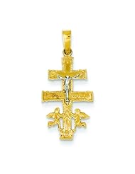 14K Two Tone Gold Caravaca Cross Pendant Charm