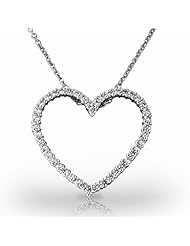 14KT White Gold Dazzling Diamond Heart Shaped Pendant. 7/8 CTW
