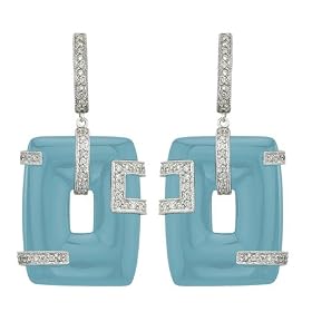 Reconstructed Turquoise And Diamond Earrings