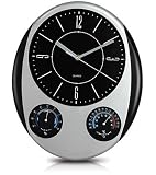 Weather Station Wall Clock Black silver