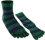 Adult Blue & Green Striped Toe Socks