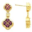 14K Yellow Gold Rhodolite Garnet Earrings