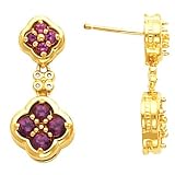 14K Yellow Gold Rhodolite Garnet Earrings