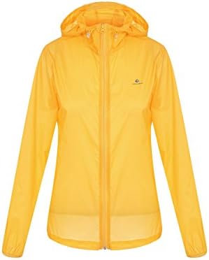 Somewhere Women's Super Lightweight Portable Jacket, UPF 50+ Portable Packable, Quick Dry Windproof Skin Coat (M, orange yellow)