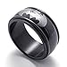 TEMEGO Jewelry Mens Stainless Steel Ring, Fashion Batman Symbol Band,Black Silver