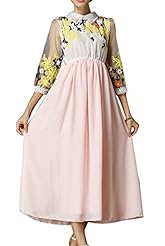 A-line Pleated Jacquard Elasticized Empire   Waistline Chiffon Maxi Dress 