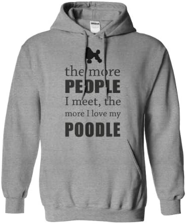 Sun Frog Shirts Adults I Love My Poodle Hoodie Large Sport Grey