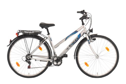 Texo Damen Trekking Fahrrad, 21-Gang, Shimano Kettenschaltung, stratosilber, Rahmenh&ouml;he: 45 cm, Reifengr&ouml;&szlig;e: 28 Zoll (71,1 cm)