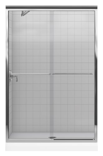 Kohler K-702213-L-SHP Fluence Bypass Shower Door with Crystal Clear Glass, Bright Polished Silver