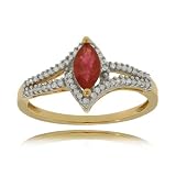 Ruby Ring in Yellow Gold - Marquise Cut w/ Diamonds