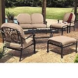 San Paulo 7-pc Deep Seating Collection Includes: Loveseat, 2 Club Chairs, 2 Ottomans, Side Table & Coffee Table
