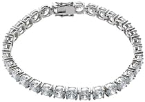 Sterling Silver 6mm Round Cubic Zirconia Tennis Bracelet, 7.25"