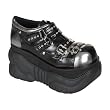 Demonia Men's BOXER-06 4" Platform Velcro Buckle Strap Black/Pewter Pu Shoes