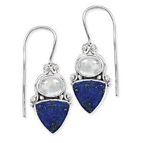 .925 Silver, Moonstone and Lapis Earrings by Element Jewelry & Accessories