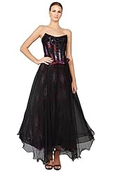 General Print Beaded Polyamide/Silk Corset   Waistline  Dress