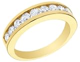 Diamond Wedding Anniversary Ring 3/4 Carat (ctw) Channel Set in 14K Yellow Gold