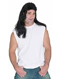 Halloween Black Mullet Wig Flat Top Wig 1980