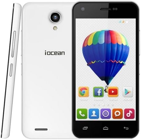 Iocean X1 4.5 Inch IPS Screen Android 4.4 3G SmartPhone MTK6582M Quad Core 1.3GHz RAM 1GB ROM 8GB Dual SIM WCDMA GSM 960 x 540 pixels Support GPS Bluethooth OTG FM Candy Color Cell Phone (White)