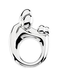20.25x14.00 mm Large Mother and Twins Family Pendant in 14K White Gold