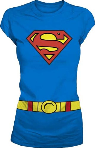  Supergirl Costume Blue Juniors T-Shirt
