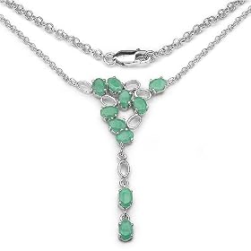 Buy 4.50 Carat Genuine Emerald Oval Silver Necklace by JewelzDirect