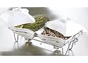 Godinger Ceramic Double Warmer Chafing Dish with Serving Stand
