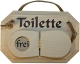 Produkt-Bild: Holz Schild T&uuml;rschild aus massivem Ahorn f&uuml;r das WC Schriftzug TOILETTE mit Clodeckel zum umklappen