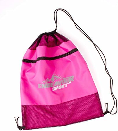 Mesh and Oxford Fabric Swim Bag by ENDEAVOUR SPORT in a VARIETY of Colors, Black, Blue, Green, Grey and Pink. Comes with Zip Pocket at the front for all of your essentials, and easily adjustable straps meaning it's suitable for KIDS and ADULTS alike. Ideal for holiday, Beach bag, pool bag, gym bag with 100% Money Back Guarantee. (Pink)