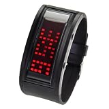 IDEALTIME スクロール LED ウォッチ メンズ 腕時計 レッドLEDブラックラバー