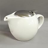 16 oz Ceramic Teapot with S/S Lid & Infuser White teapots-with-infuser 16 oz Ceramic Teapot with S/S Lid & Infuser - White