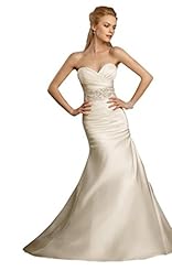 Lace Sequined Beaded Satin Sweetheart Mermaid Wedding Dress  with a Court Train  With a Ribbon 