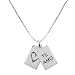 Sterling Silver TE AMO and Heart Double Charm Pendant on 16-18in Adjustable Box Chain Necklace