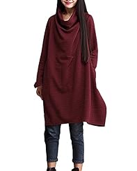 Cotton/Polyester Long Sleeves Cowl Neck Skater Dress 