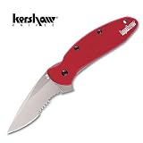Kershaw - Folding Lock Blade Knife - Scallion - Red Handle, Serrated Blade, by Kershaw -... by Kershaw