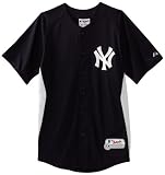 MLB Boys' New York Yankees Short Sleeve Authentic Button Front Cool Base Batting Practice Jersey (Yankee Navy/White, Medium)