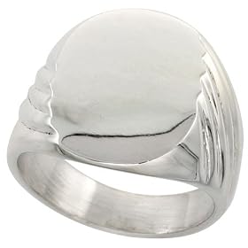 Sterling Silver Hand-Made Large Solid Oval Signet Ring