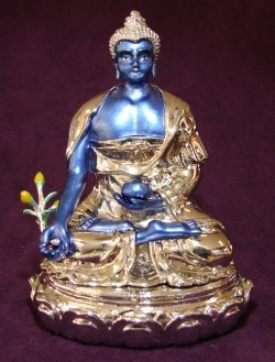 Blue Bejeweled Medicine Buddha Figurine
