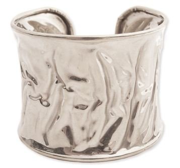 ZAD Unique Crinkled Textured Cuff Bangle Bracelet Silver Tone
