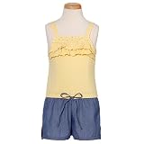 Yellow Romper Shorts Tank Ruffle Sequin Girls Outfit 6