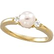 14K Yellow Gold Akoya Cultured Pearl and Diamond Ring - 6.00mm