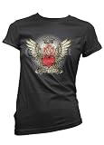Young Forever Vintage Womens Tattoo T-shirt, Heart, Rose, Wings, and Crown Tattoo T-shirt