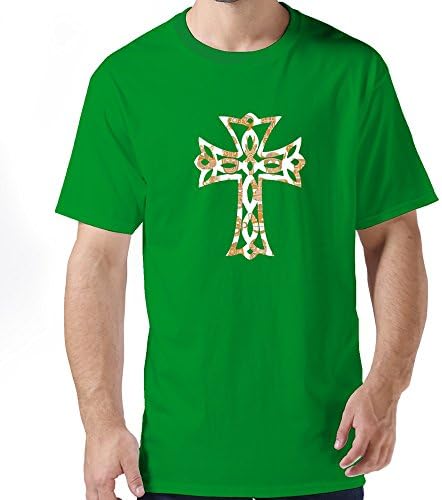 FZZS Men's Ethnic Style Cross Symbol T Shirt X-Small KellyGreen